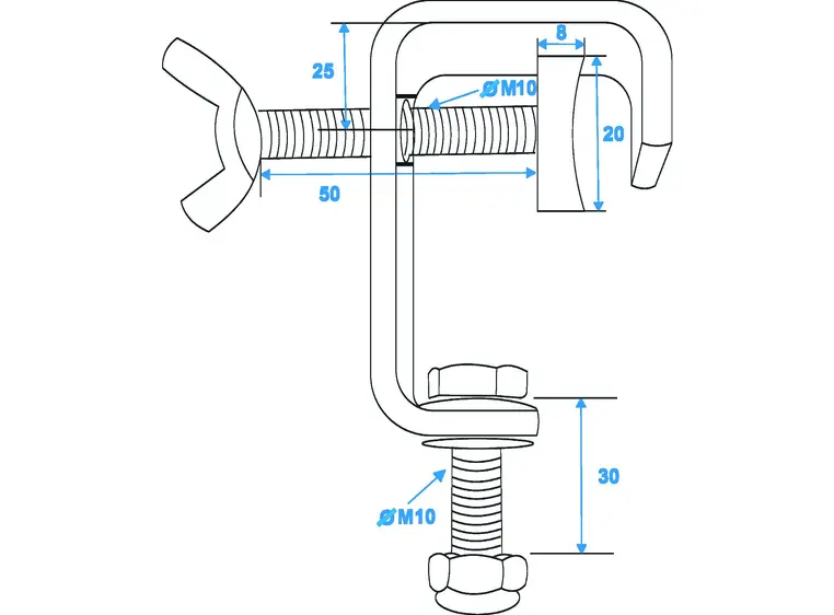 EUROLITE TH-52 Theatre hook, silver Maximum load WLL 50 kg 